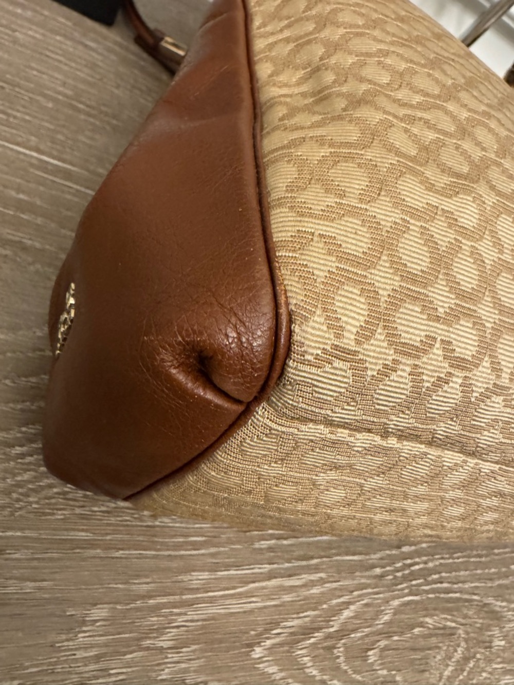Coach Tan Signature Canvas Shoulder Bag with Brown Leather Trim - Picture 15 of 15